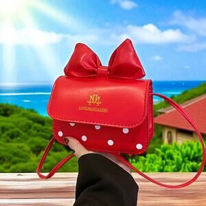 Purse Red and white polka dot with red bow